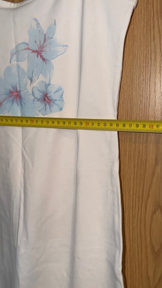 Vestido midi blanco flores azules Mango Talla