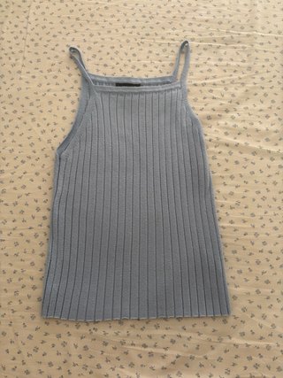 Top canalé azul claro Primark Talla S
