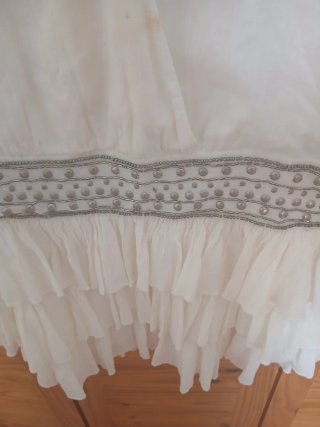 Vestido Zara Blanco Chiffon Volantes