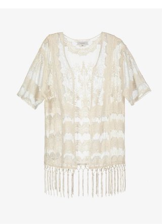 Blusa Bohemio Encaje Blanco Talla L