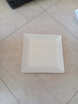 Platos cuadrados de porcelana blanca 9 unidades