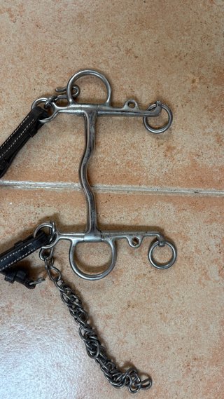 Bocado para caballos con cadena sin mucho puente