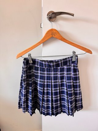 Falda Plisada Cuadros Azul y Morado Stradivarius