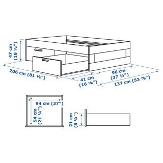 Cama IKEA BRIMNES 90x200 con somier PLUS + Colchón