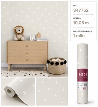 Papel Pintado Infantil Triángulos Blancos Beige