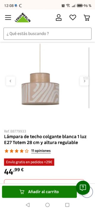 Lámpara de techo tela beige y blanca