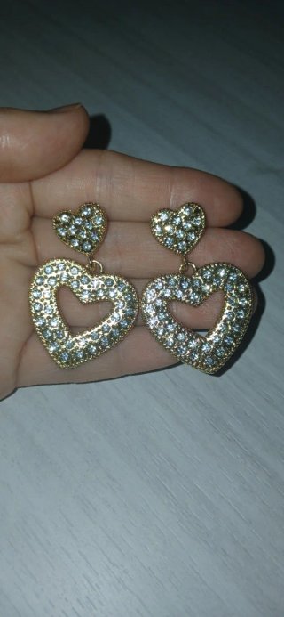 Orecchini Cuore Cristalli Oro 18k