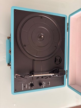 Tocadiscos azul estilo maleta