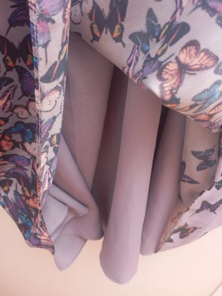 Vestido largo mariposas gris y morado