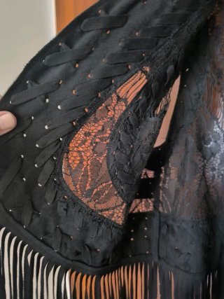 Chaleco Camaleónica Flecos Talla Única Negro