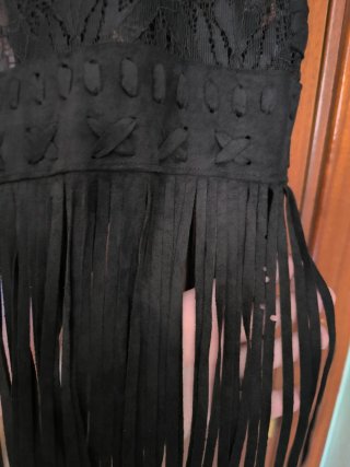 Chaleco Camaleónica Flecos Talla Única Negro
