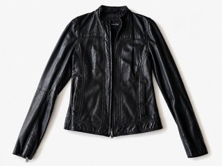 Cazadora Piel Negra Massimo Dutti Talla XS
