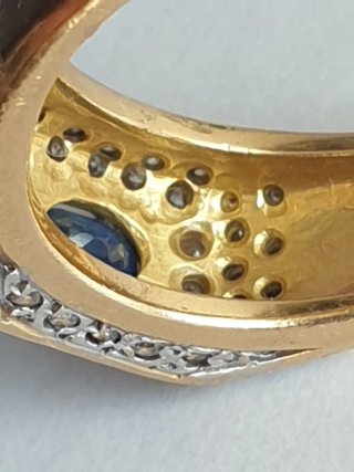 Anillo Oro 18K Vintage Zafiro y Diamantes