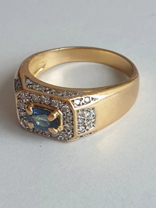 Anillo Oro 18K Vintage Zafiro y Diamantes