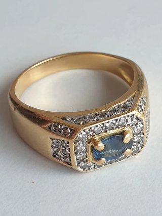 Anillo Oro 18K Vintage Zafiro y Diamantes