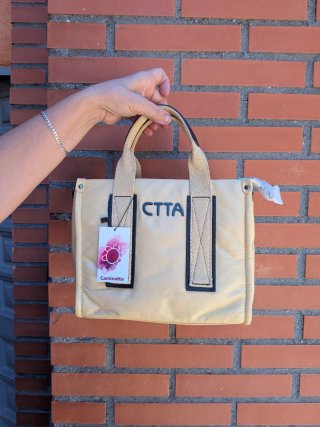 Bolso Caminatta Beige y Azul Nuevo