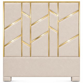 Cabecero Polipiel Beige y Dorado 140x190