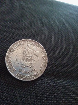 Moneda 20 soles de plata 1965