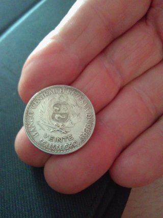 Moneda 20 soles de plata 1965
