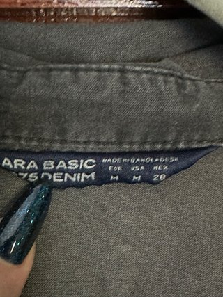 Camicia simil jeans grigia con splash argento