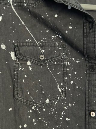 Camicia simil jeans grigia con splash argento