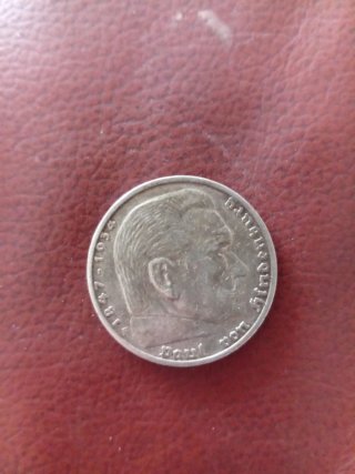 Moneda Plata 5 Marcos Alemania 1936 Hindenburg