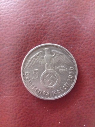 Moneda Plata 5 Marcos Alemania 1936 Hindenburg