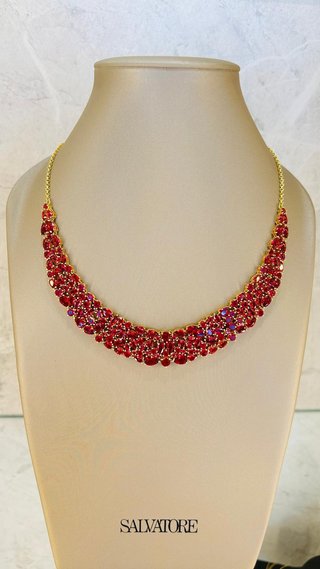 Collar Salvatore Plata y Piedras Rojas