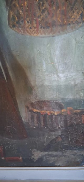 Antigua Pintura impresionista  al óleo sobre  caza