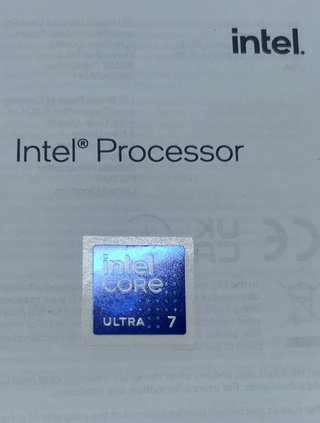 Confezione completa CPU Intel 7 Ultra 265K