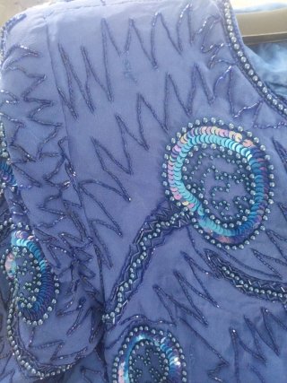 VESTIDO JOYA AZUL SEDA. AFTER SIX BY RONALD JOYCE