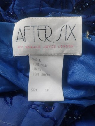 VESTIDO JOYA AZUL SEDA. AFTER SIX BY RONALD JOYCE