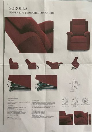Sillón elevador reclinable rojo