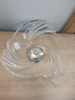 Centro de mesa vintage de cristal tallado con base