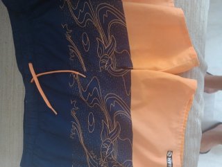 Bañador Olaian azul y naranja estampado