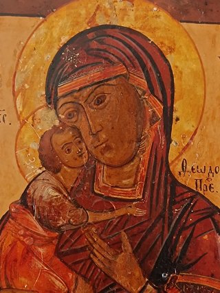 Icono Ruso Antiguo Virgen María de Feodorov