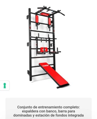 Espaldera con banco y barra dominadas