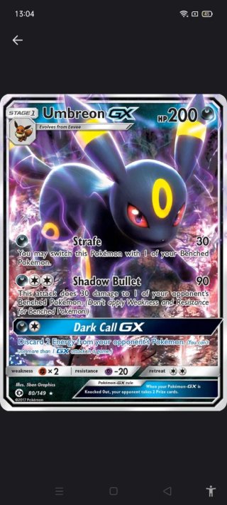 Carta Pokémon Umbreon GX