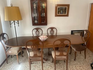 Mesa extensible madera con 6 sillas