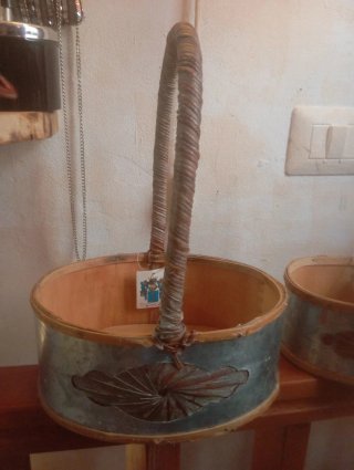 Set 3 Ceste in Legno, Metallo e Vimini