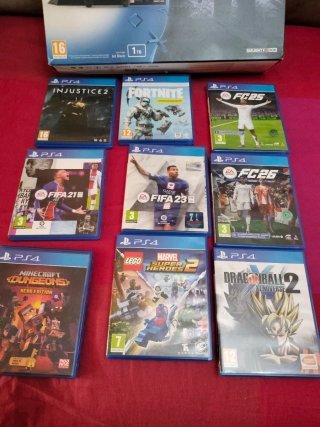 PlayStation 4 de 1T. 1 mando.Cable HDMI. 6 juegos.