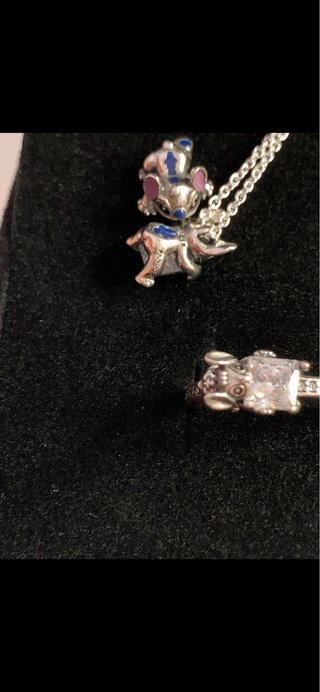 Conjunto Pandora Stitch:Collar,Anillo y Pendientes