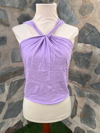 Top lila multiposición cuello cruzado talla única