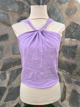 Top lila multiposición cuello cruzado talla única