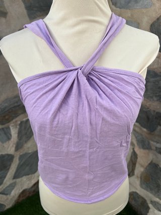Top lila multiposición cuello cruzado talla única