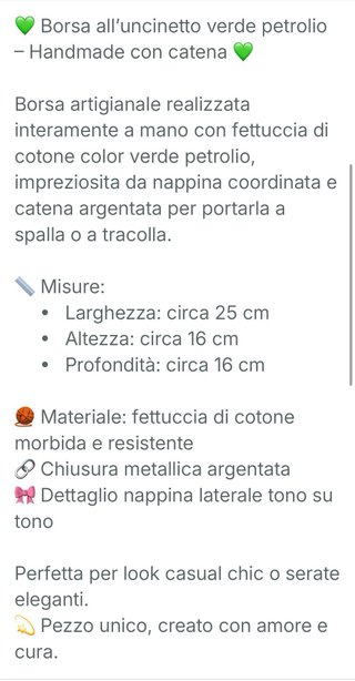 Borsa verde uncinetto con nappina