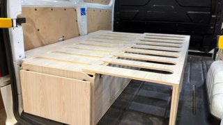 Módulo Cama extraible Camper Furgoneta Madera NEW