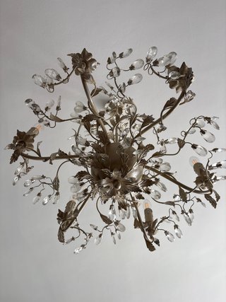 Lámpara techo floral cristal beige