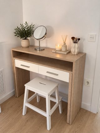 Escritorio/Tocador Madera y Blanco