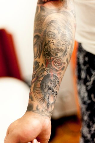Tatuaje N#44 Catrina y Reloj